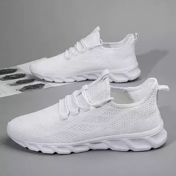 fashion Fujeak New Men Running Shoes Summer Sneakers Anti-slip Breathable Walking Shoes Lace Up Soft Casual Shoes Male Zapatillas 36 чёрный