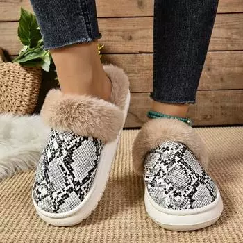 Fashion Fur Women Slippers Flats Bling Shoes Fashion 2024 Winter Designer New Slingback Snow Boots Warm Casual Female Plus Velvet Shoes 36-37 хаки