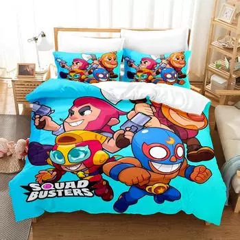 Fashion Game S-Squad Busters Bedding Set Single Twin Full Queen King Size Bed Set Adult Kid Bedroom Duvet cover Set Home Textile EU Twin 135x200cm