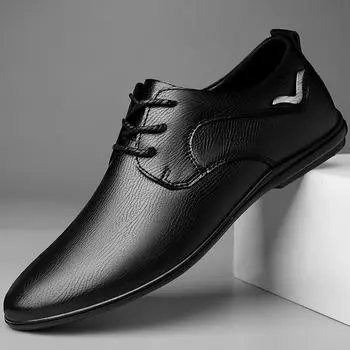 Модные стильные туфли-лодочки из натуральной мягкой кожи для мужчин, свадебные, деловые, повседневные, винтажные, ручной работы, оксфордские туфли, новые для мужчин, черные 38 чёрный