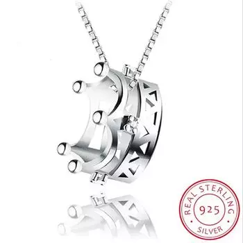 Fashion Genuine 925 Sterling Silver Zirconia Crown Pendant Necklace for Women Bijoux Jewelry Birthday Party TRendy Gift