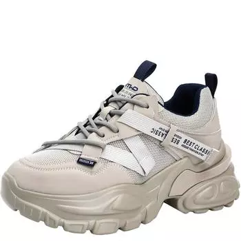 fashion Genuine Leather 7cm New Air Mesh Hidden Heels Women Platform Chunky Sneakers High Brand Shoes Vulcanize Summer Breathable 35 чёрный