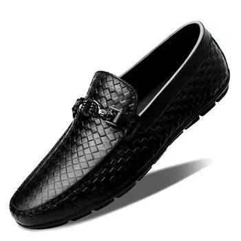 Fashion Genuine Leather Black Loafers Men Shoes Luxury Brand Moccasin Shoes Breathable Non-slip Driving Shoes High Quality Size 37-47 36 белый