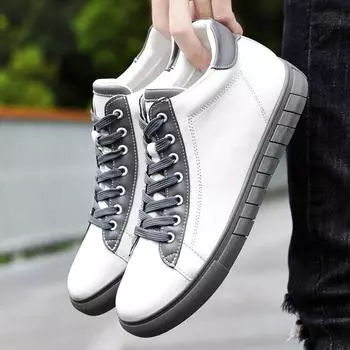 Fashion Genuine Leather Casual Shoes High Quality Men Lace Up Skate Shoe Man Outdoor Jogging Footwear 2024 Lightweight Men s Ankle Boots 37 чёрный