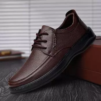 Fashion Genuine Leather Fashion Casual Shoes Men All-match Men Office Shoes New Arrival Male Comfortable Shoes Man Outdoor Business Shoe 38 коричневый