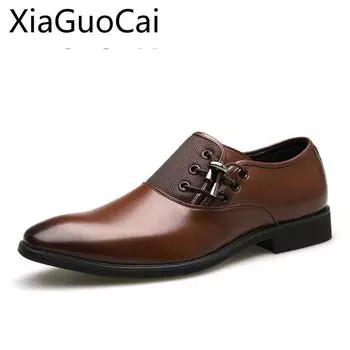 Fashion Genuine Leather Hot Sale Men Leather Dress Shoes Oxfords Plus Size 38-47 Flat Formal Shoes Solid Rubber Business Flats Lu10 35 6.5