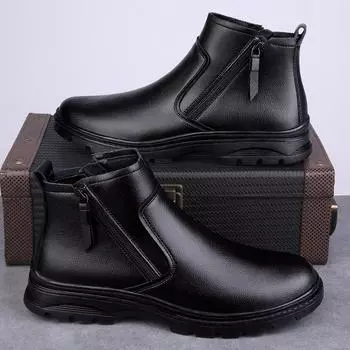 Fashion Genuine Leather Male Casual Shoes 2024 New Side Zipper for Men Motorcycle Boots Classic Male Comfortable Winter Boots 38