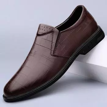 Fashion Genuine Leather Man Casual Shoes Luxury Brand Mens Loafers Soft Moccasins Breathable Slip on Black Driving Shoes Business Flat 36 коричневый