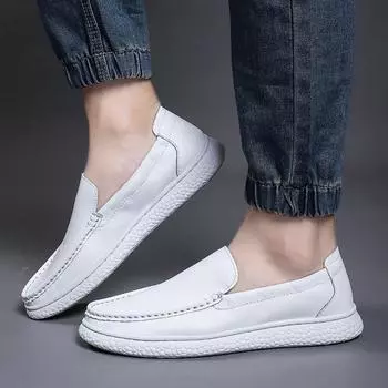 Fashion Genuine Leather Man Loafers Luxury 2024 Casual Shoes For Men Boat Shoes Handmade Men Slipon Driving Shoes Male Moccasins Zapatos 38 красный