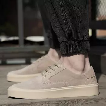 Fashion Genuine Leather Men Casual shoes lace up Comfortable Walking Footwear Breathable Male Leather Shoes men Zapatos Hombre 38 бежевый