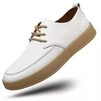 Fashion Genuine Leather Men Casual Shoes Luxury Brand Mens Loafers Moccasins Summer Breathable Black Driving Shoes Boat Shoes Soft 38 белый