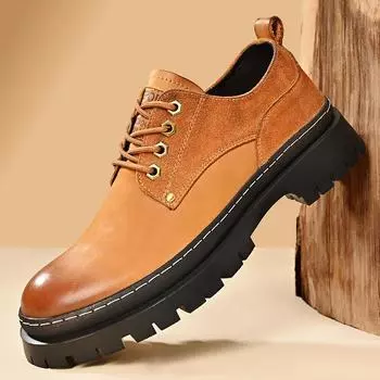 Fashion Genuine Leather Men Casual Shoes Thick Bottom Oxford Shoes for Men New Trendy Sneakers Luxury Brand Male Wedding Dress Footwear 38 коричневый