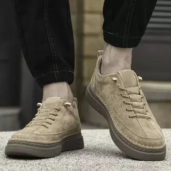 Fashion Genuine leather men s board shoes Fashion designer s minimalist style Outdoor leisure walking and sports Quality Youth Shoes 37 коричневый