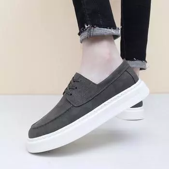 Fashion Genuine leather men s board shoes Minimalist and versatile style Leisure Business Party Daily outdoor walking sports shoes Hot 38 серый