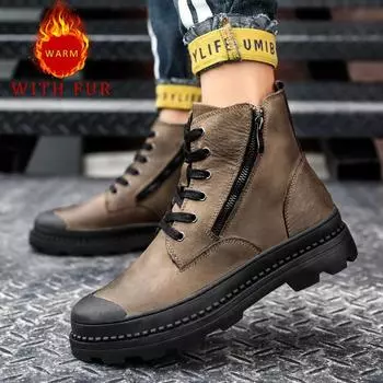 Fashion Genuine leather men s boots Fashionable minimalist design style Outdoor motorcycle Daily office autumn and winter shoes 38-47 38 коричневый
