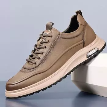 Модные мужские повседневные туфли из натуральной кожи на шнуровке с мягкой подошвой, нескользящие туфли для отдыха, походов, простые мокасины ручной работы 38 чёрный