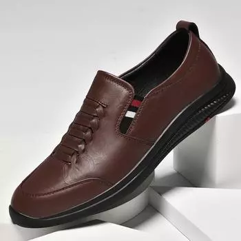 Fashion Genuine Leather Men s Casual Shoes Luxury Brand Formal Men Loafers Outdoor Moccasins Breathable Slip on Male Boat Shoes 38 чёрный