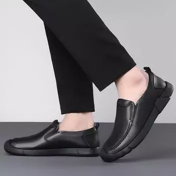 Fashion Genuine leather men s leather shoes Classic and versatile Black Outdoor leisure business party Daily office quality shoes 38 чёрный