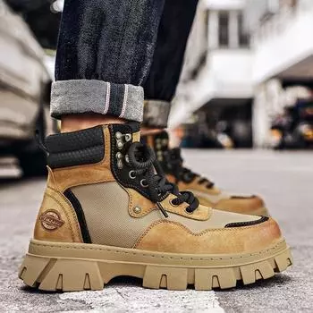 Fashion Genuine leather men s shoes Trendy style Outdoor leisure fashion party Daily office youth autumn and winter shoes -46 39 хаки