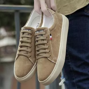 Fashion Genuine Leather Mens Casual Shoes Fashion Lace-up High Quality Sneakers Waking Shoes for Men Luxury Design Business Shoes Hombre 36 песочный