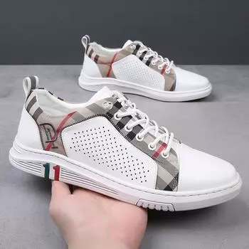 Модные сандалии из натуральной кожи, повседневная обувь с полыми подошвами, мужские кроссовки для ходьбы, уличные мокасины, удобная дышащая легкая мужская обувь 40