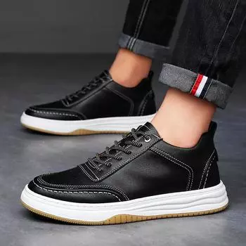 Fashion Genuine Leather Shoes Antiskid Casual Versatile Fashion Mens Oxford Shoes Outdoor Sports Sneakers Classic Male Plus Velvet Shoes 38 коричневый