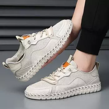 Fashion Genuine Leather shoes Men Loafers Business Casual Leather Shoes Classic Soft Moccasins Hombre Breathable Men Shoes Flat 6 чёрный