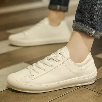 Fashion Genuine Leather Shoes Men Loafers Soft Cow Leather Men Casual Shoes Moccasins Men Boat Shoes Male Footwear White Slip On 39 чёрный