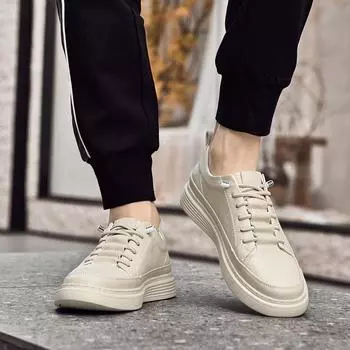 Fashion Genuine Leather Skate Footwear Men Handmade Men s Shoes Lace-Up Male Comfortable Outdoor Shoe 2024 New Arrival Mens Sneakers 38 хаки