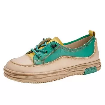 Fashion Genuine Leather Spring Summer Casual Sneakers Design Ladies Vulcanized Shoes High Quality Women Loafers Slip On Flats Shoes 35 жёлтый