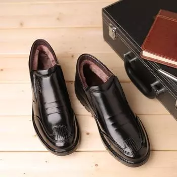 Fashion Genuine Leather Winter Men Business Boots Slip-on Fur Warm Men Snow Boots Casual Basic Low Ankle Boots For Sale fhn67 6 чёрный