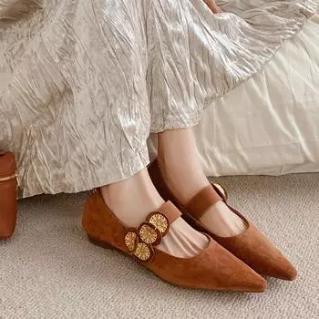 Fashion Genuine Sheepskin Leather Pointed Toe Elegant Ladies Spring Shoes New Dress Office Party Shoes Belt Buckle Ankle Strap Pump 34