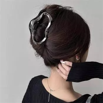 Fashion Geometric Claw Clips Women Large Metal Silver Color Korean Fashion Shark Hair Clips Grab Clamps Girls Hair Accessories