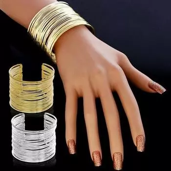Модный позолоченный полый женский открытый металлический браслет из проволоки панк-браслет модные золотые запонки браслеты ювелирные изделия