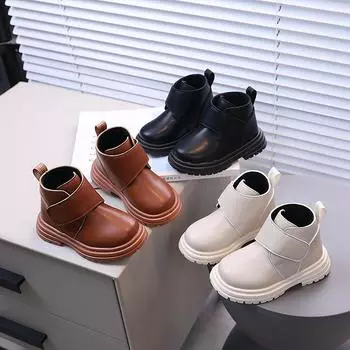 Модные ботинки для девочек, универсальные модные туфли для мальчиков с неглубоким носком и мягкой подошвой, нескользящие, простые однотонные короткие ботинки 21insole13.5cm белый