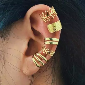 Fashion Gold Ear Clips Ear Cuff For Women Men Non-Piercing Fake Cartilage Earrings Clip Earrings Jewelry ARI золотой
