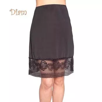 FASHION GQ Женская однотонная кружевная нижняя юбка с высокой талией, юбка-карандаш длиной до колена S чёрный