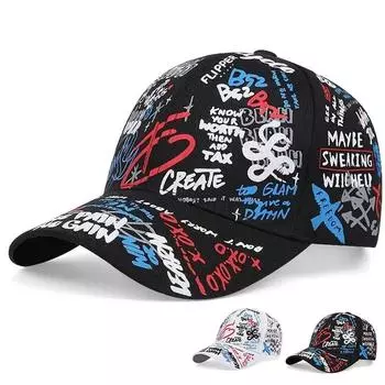 Модные хлопковые шляпы с принтом граффити, индивидуальные бейсболки в стиле хип-хоп, весенние и осенние кепки для отдыха на открытом воздухе, кепки для пар белый