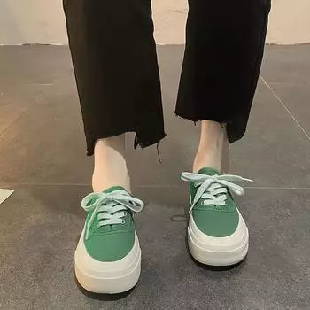 Fashion Green Kawaii Ladies Shoes Lace Up Women Footwear Cute 39 On Offer Urban Spring Vulcanized For Offers Chic Elegant With Luxury A 35