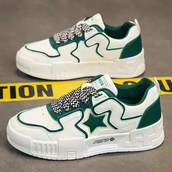 Fashion Green Star Chunky Men s Skateboard Sneakers Non-slip Breathable Men Casual Sports Shoes Comfortable Man Trendy Sneakers 39