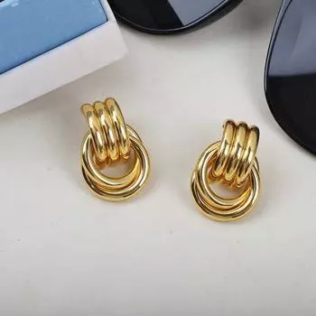 Fashion Haili Same Style Retro Modern Ring Chain Earrings Easiest for Match Fashion Icon Gold Circle Earrings Fancy Women Gold
