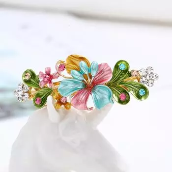 Fashion hand-painted gorgeous hairpin female Internet celebrity temperament diamond spring clip flower back head hair accessories