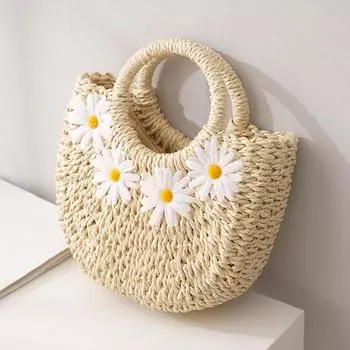 Fashion Hand-Woven Straw Beach Bags Women Handmade Moon Basket Shoulder Bag Bolsa Summer Bohemian Travel Crossbody Bags Handbags 20x7x19cm