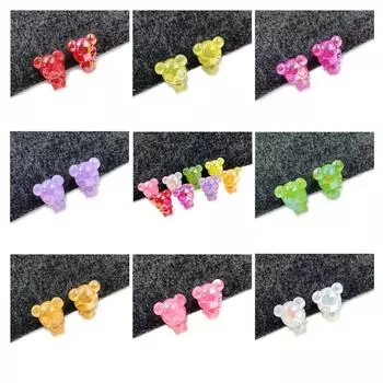 Fashion Handmade Accessories Back Hole Jewelry Material 5pcs Stereo Panda Beads DIY Earrings Necklace UV Phantom Color Accessories белый
