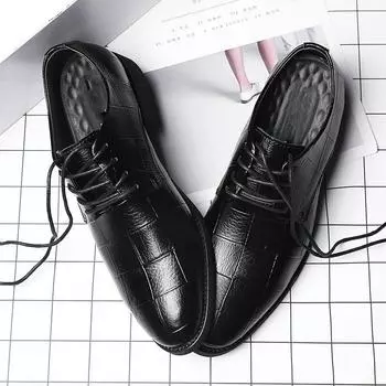 Fashion Handmade Italian Style Retro Men Leather Dress Formal Business Oxfords Shoes Men s Party Shoes Big size 2024 uu78 6 чёрный