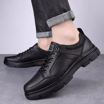 Fashion Handmade Men Flats Male Genuine Leather Walking Shoes All-match Men Comfortable Casual Shoes High Quality Mens Lace-Up Sneakers 37 абрикосовый