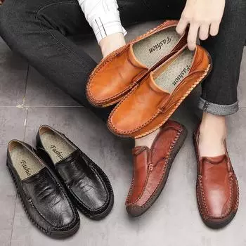 Fashion Handmade Sewing Genuine Leather Fashion Men s Casual Loafers Moccasin Office Suit Dress Male Formal Oxford Work Shoes Footwear 6