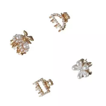 Fashion Headwear Rhinestone Hairpin Pearl Crystal Mini Hair Claw Geometric Hair Crab H