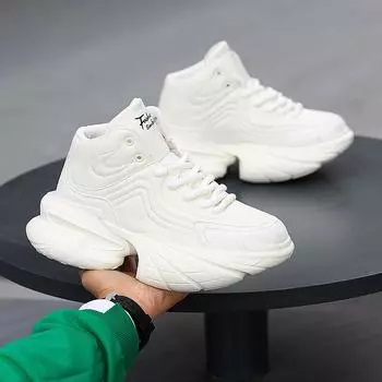 Fashion Height Increasing Sneakers Men Chunky Shoes Brand Mens White Sneakers Lightweight Platform Trainers Men Thick-soled Shoe 39