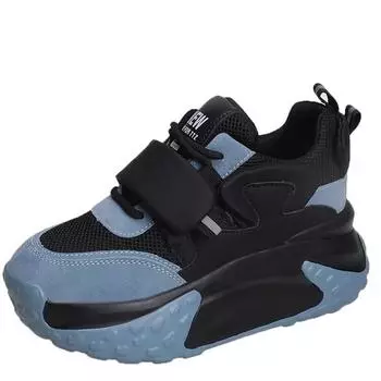 Модные сетчатые кроссовки со скрытым каблуком 2024 года, женские летние спортивные туфли для папы на платформе, женские толстые дышащие кожаные кроссовки 8 см 34 бежевый